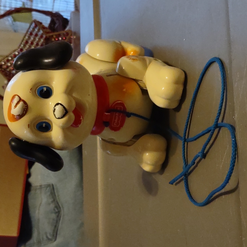 Vintage Fisher-Price Walking Dog on Leash Toy